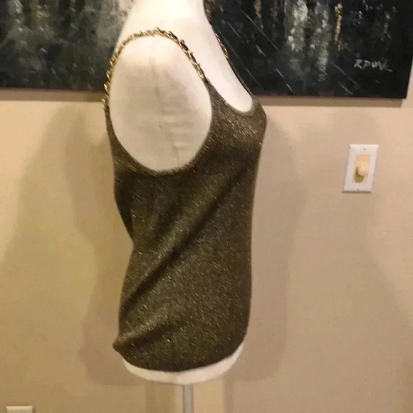 Cable and gauge Silk Blend Metallic Sparkle Tank Top w/spaghetti straps-Size L - Picture 4 of 7